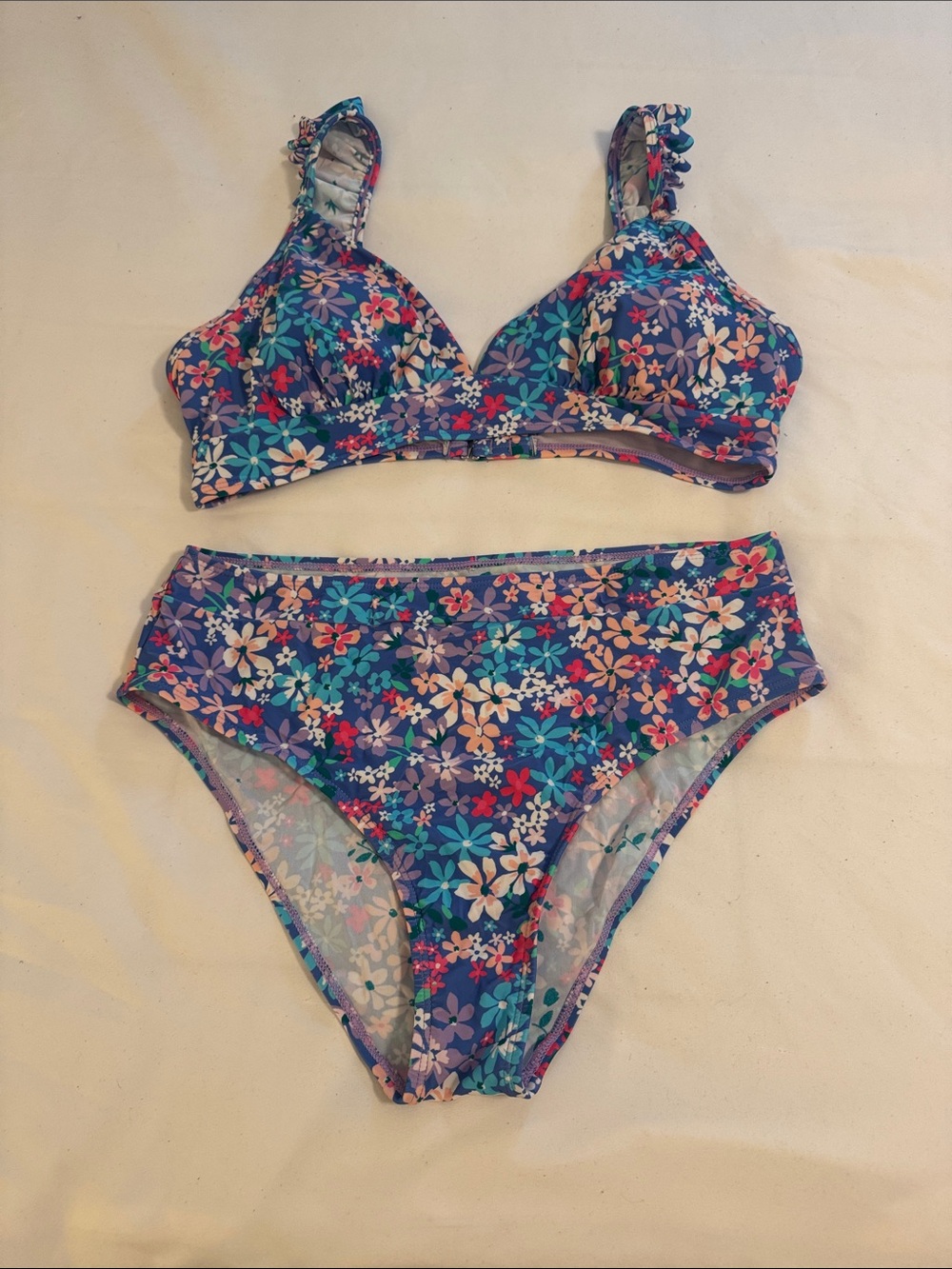 Floral Cupshe Two-Piece Bikini Set in Blue - Picture 1 of 8